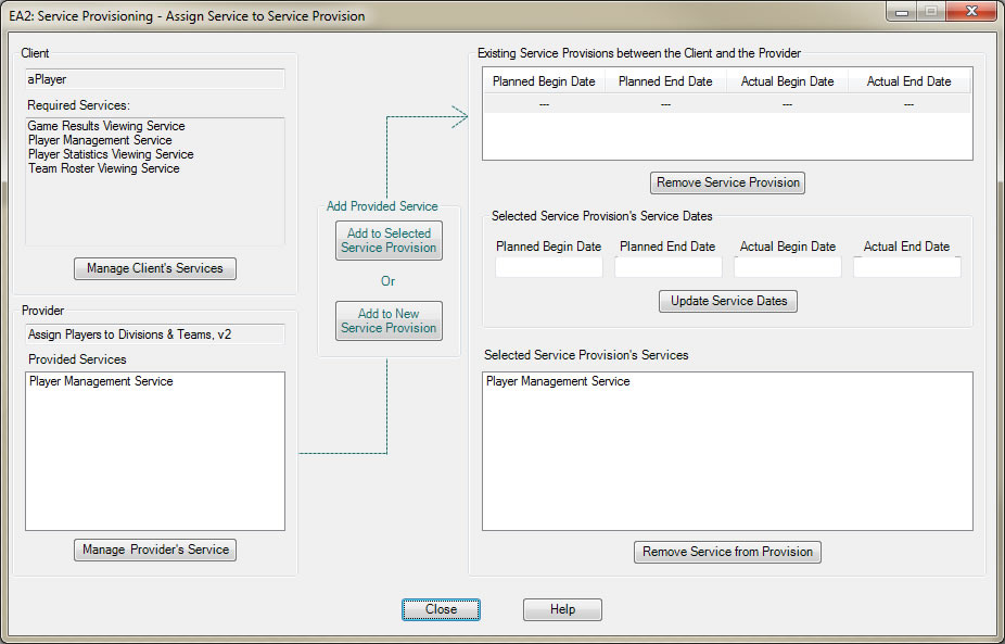 Assign Service to Service Provision